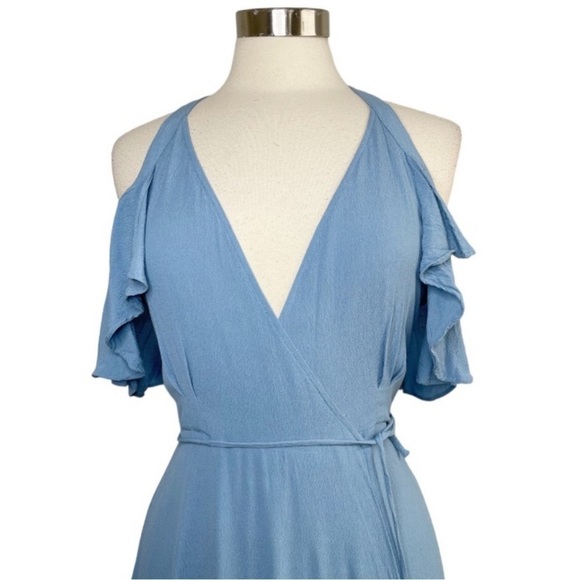 PRIVACY PLEASE Acme Blue Wrap Maxi Dress size S - Picture 4 of 11